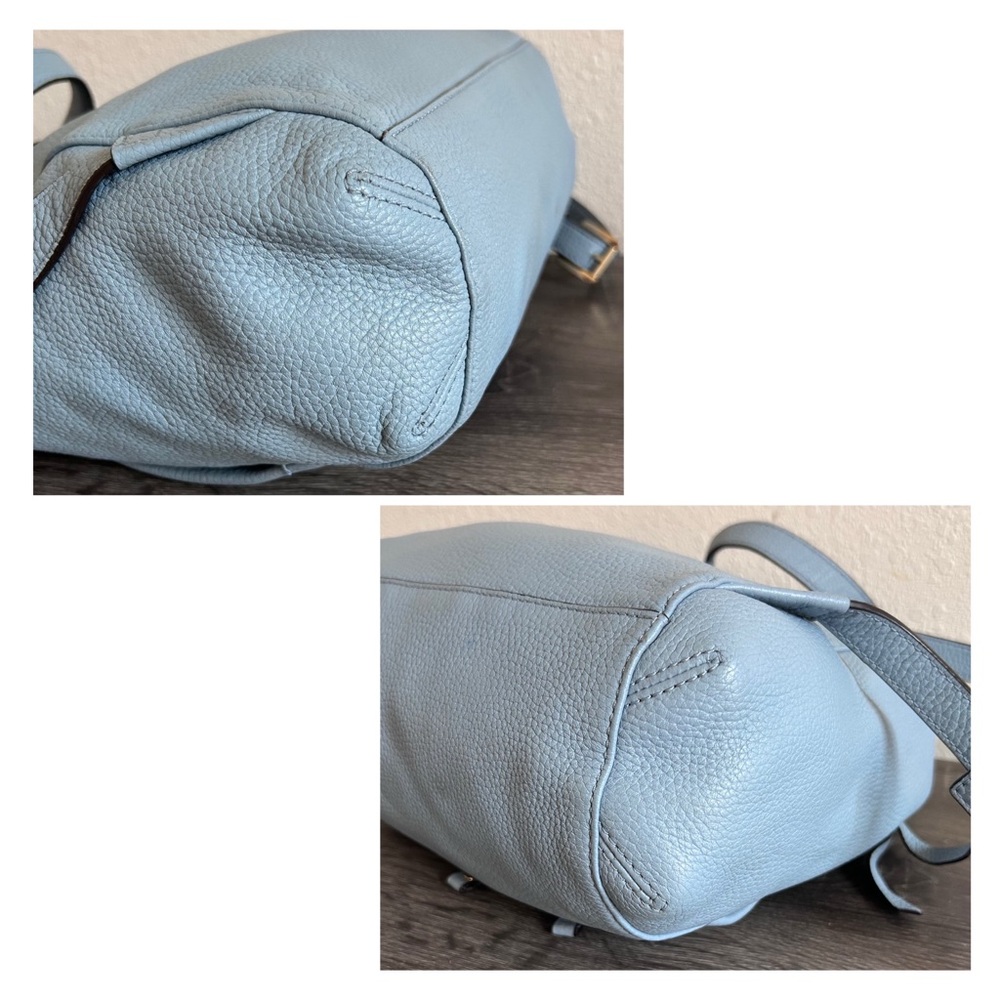 Gold Studded | Drawstring Flap Backpack | Pale Blue - Picture 16 of 17